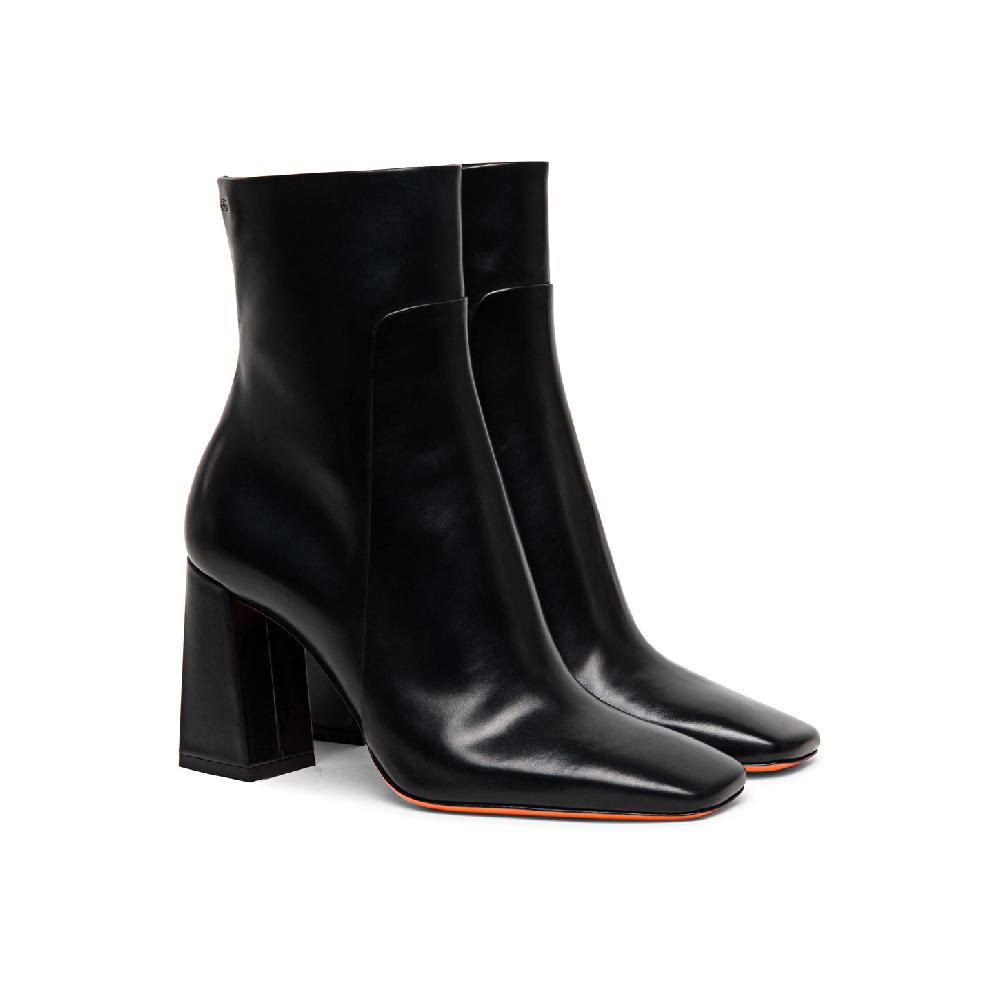 Santoni Stivaletto tacco alto da donna in pelle anticata nera In Vendita