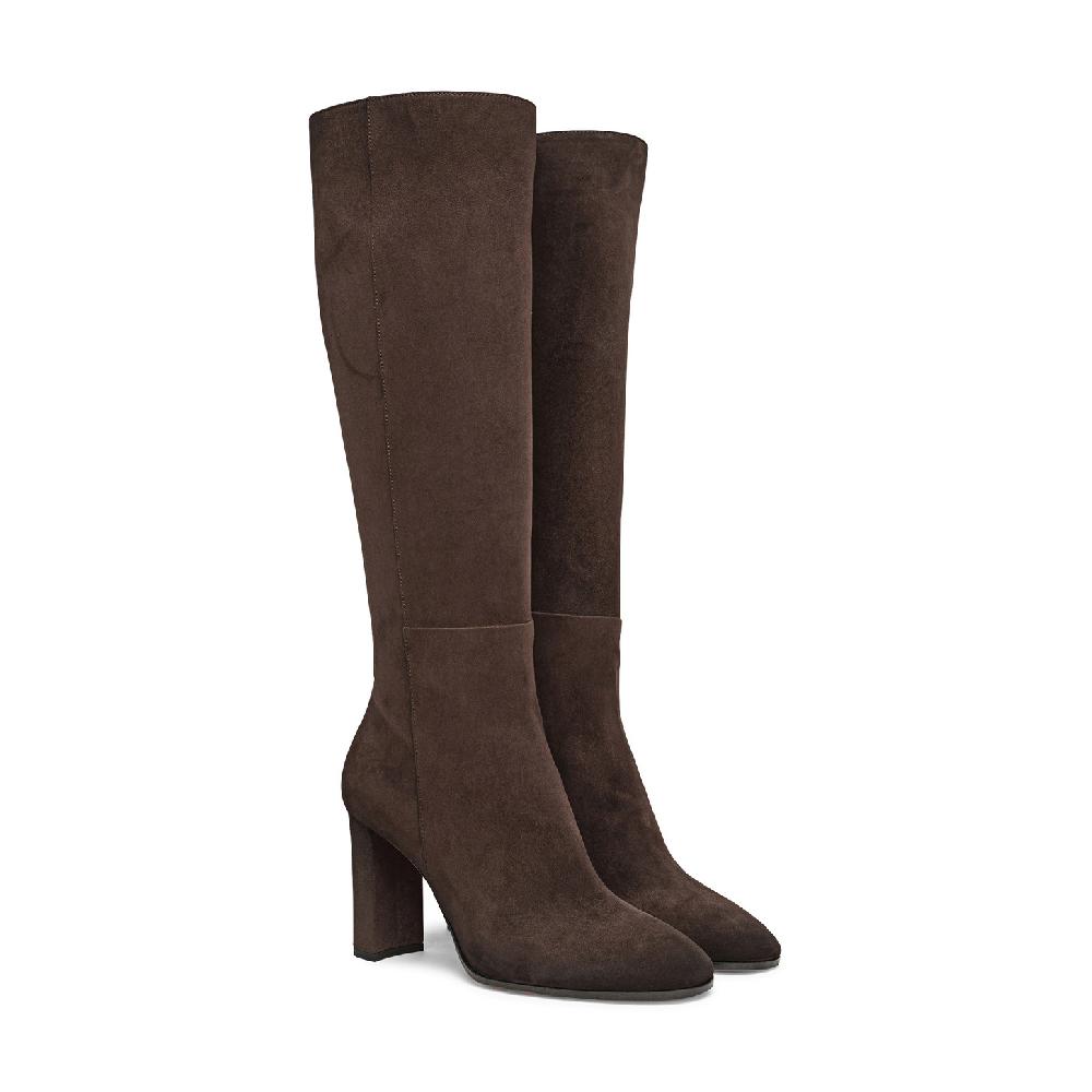 Santoni Stivale tacco alto da donna in suede testa di moro Offerte