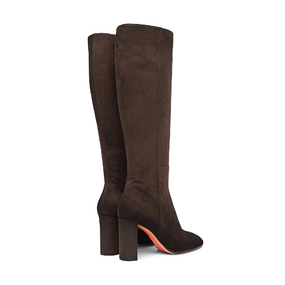 Santoni Stivale tacco alto da donna in suede testa di moro Offerte