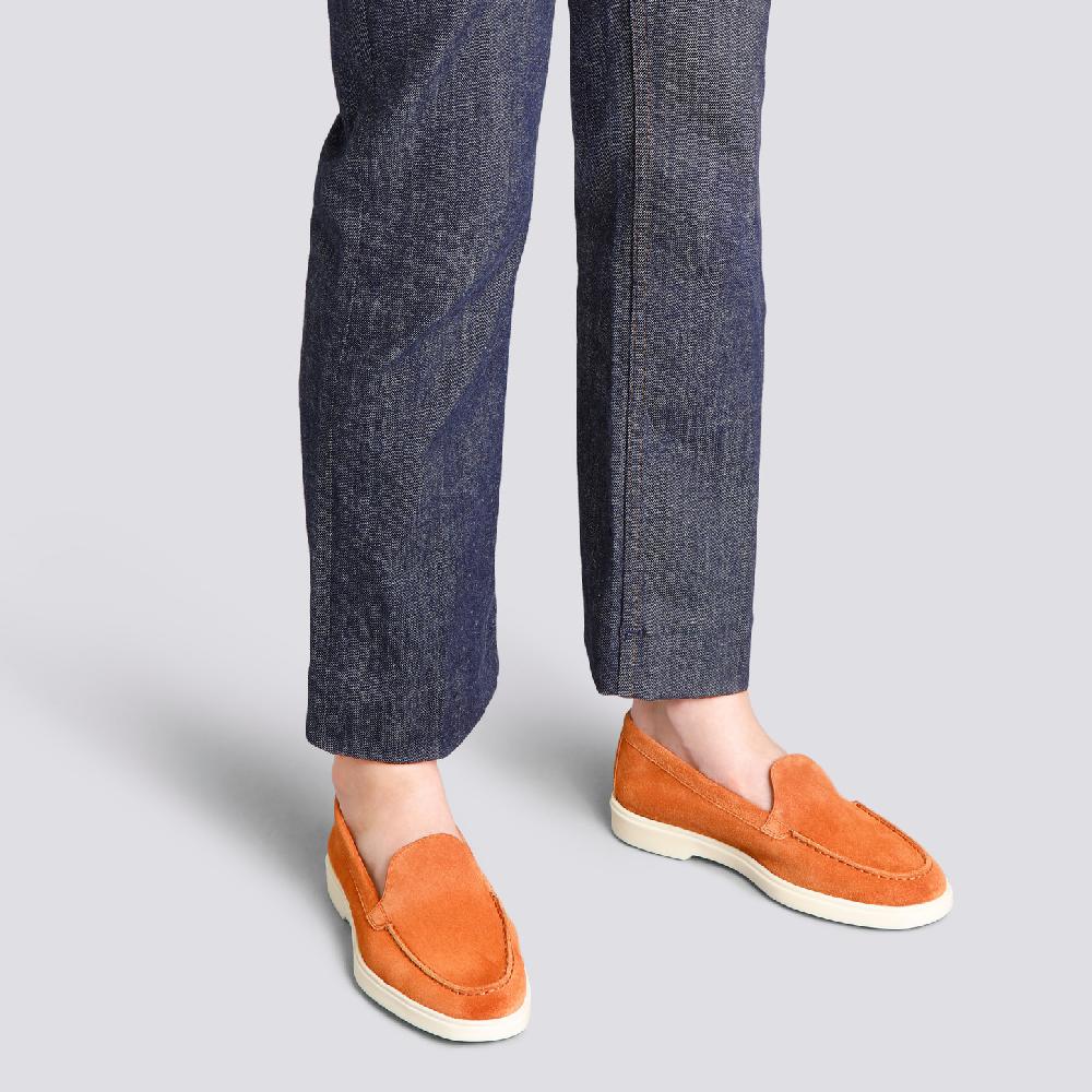 Santoni Mocassino da donna in suede arancione Vendita Calda