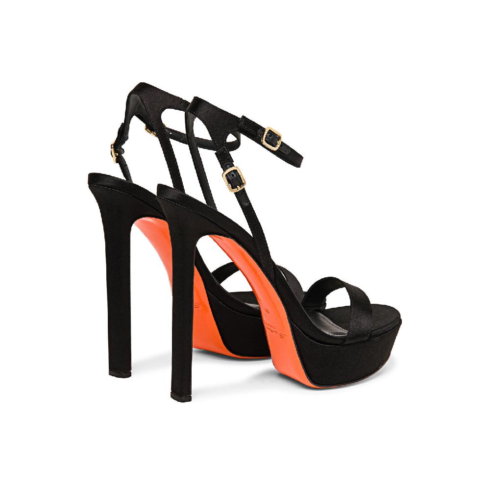 Santoni Sandalo tacco alto da donna in raso nero Vendite Flash