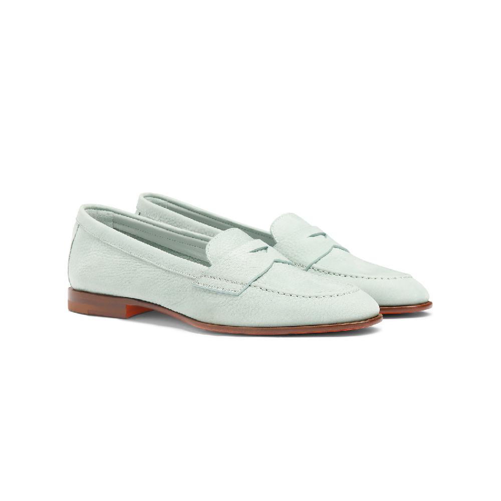 Santoni Mocassino penny da donna in nabuk azzurro Negozio