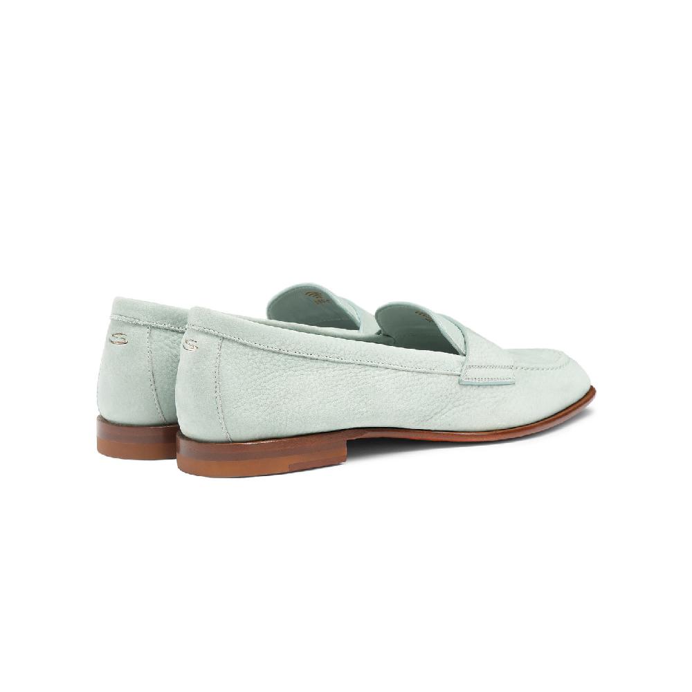 Santoni Mocassino penny da donna in nabuk azzurro Negozio