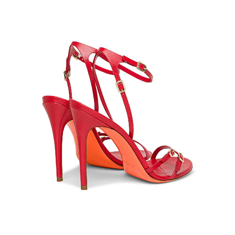 Santoni Sandalo tacco alto da donna in pelle rossa Nuova