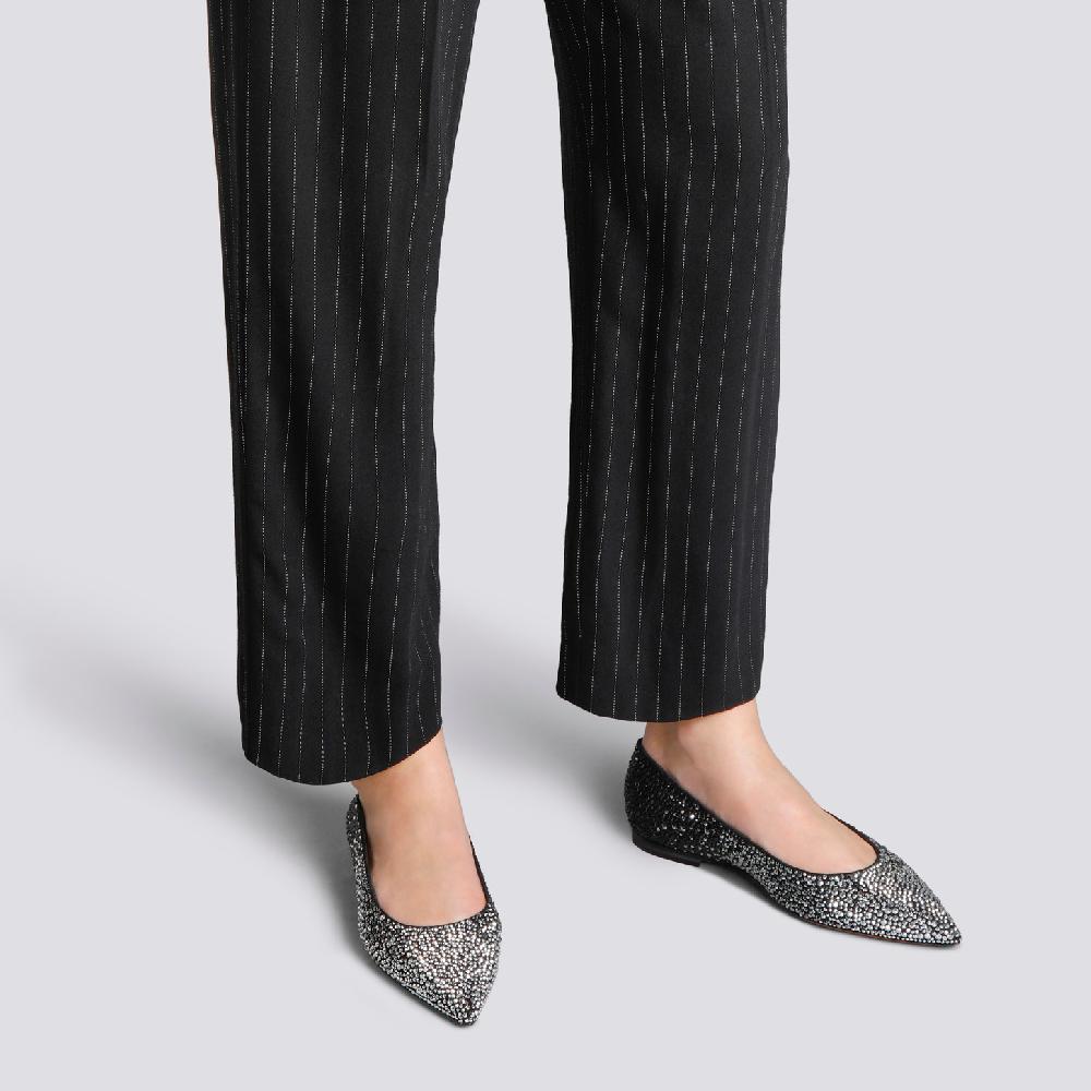 Santoni Ballerina da donna in suede e strass neri Moda