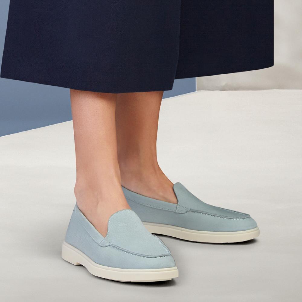 Santoni Mocassino da donna in nabuk azzurro Italy