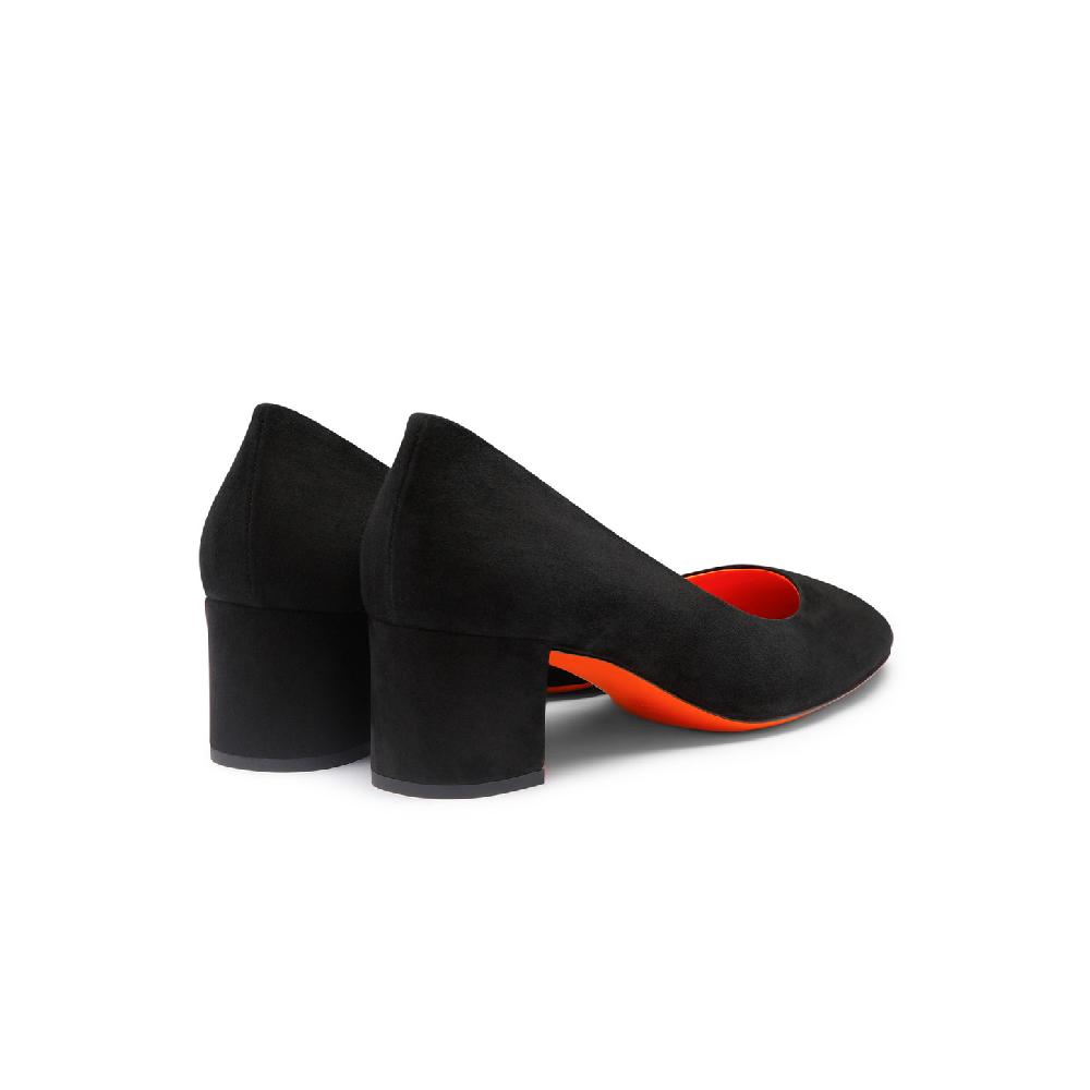 Santoni Décolletés tacco basso da donna in suede nero In Linea