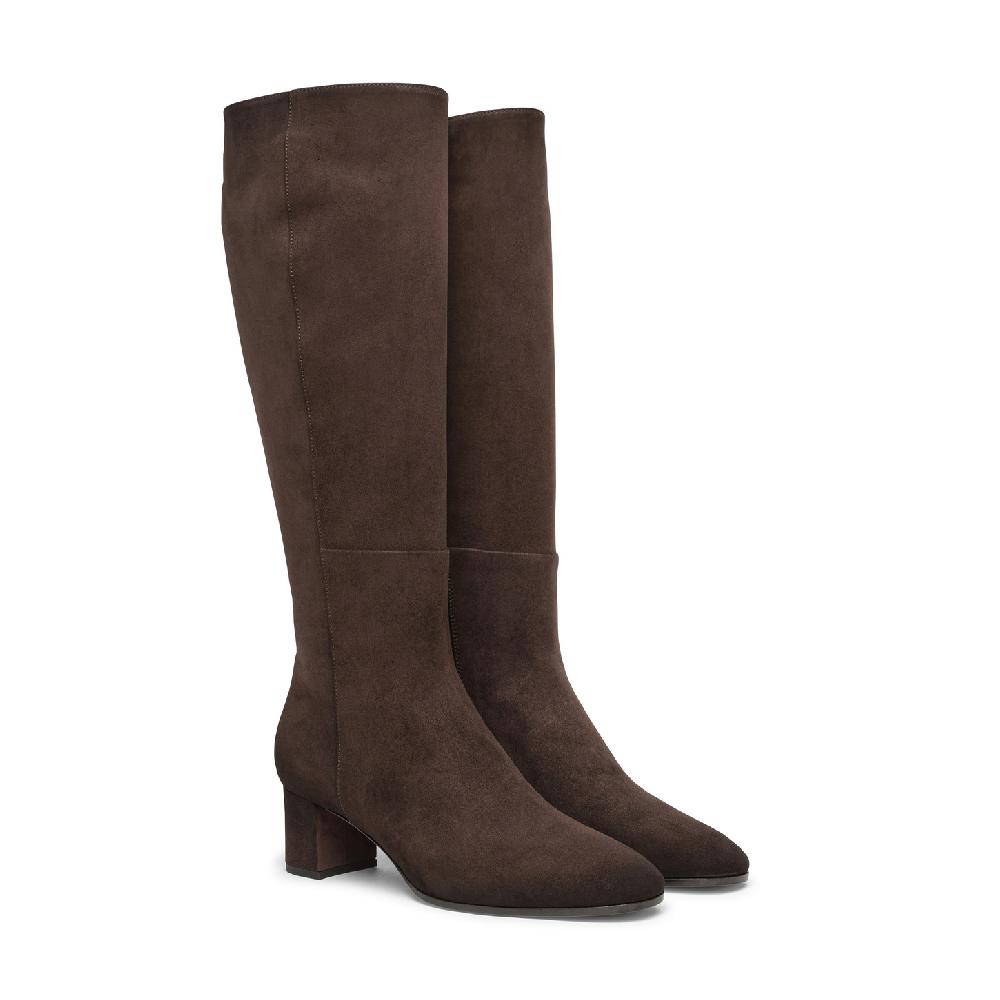 Santoni Stivale tacco medio da donna in suede testa di moro Prezzo basso