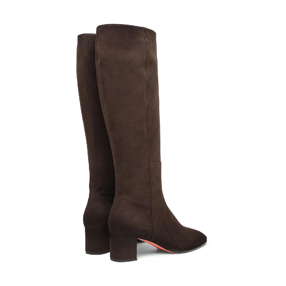 Santoni Stivale tacco medio da donna in suede testa di moro Prezzo basso