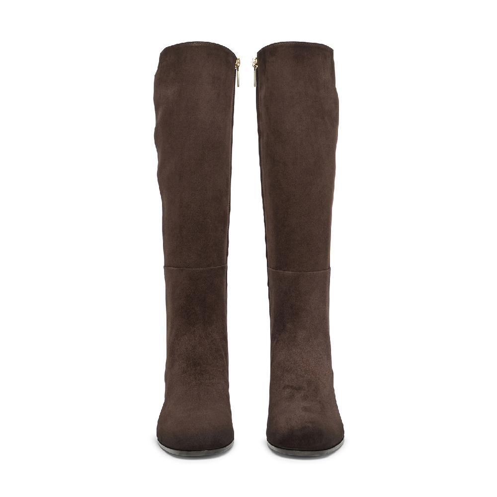 Santoni Stivale tacco medio da donna in suede testa di moro Prezzo basso
