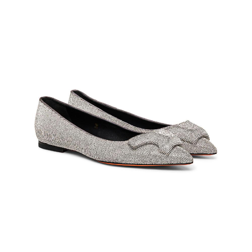 Santoni Ballerina da donna in strass argento Vendita