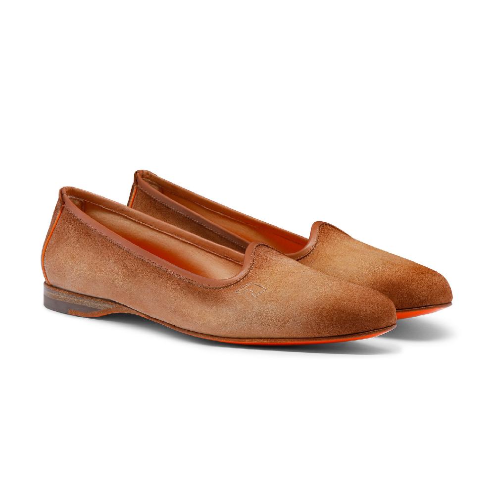 Santoni Mocassino da donna in suede rosa Promozione