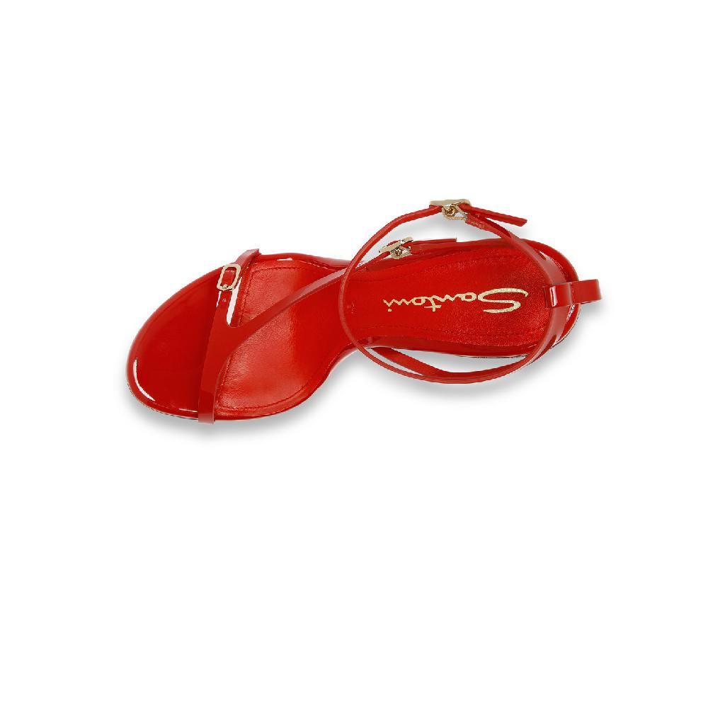 Santoni Sandalo tacco alto da donna in vernice rossa Ritorno libero