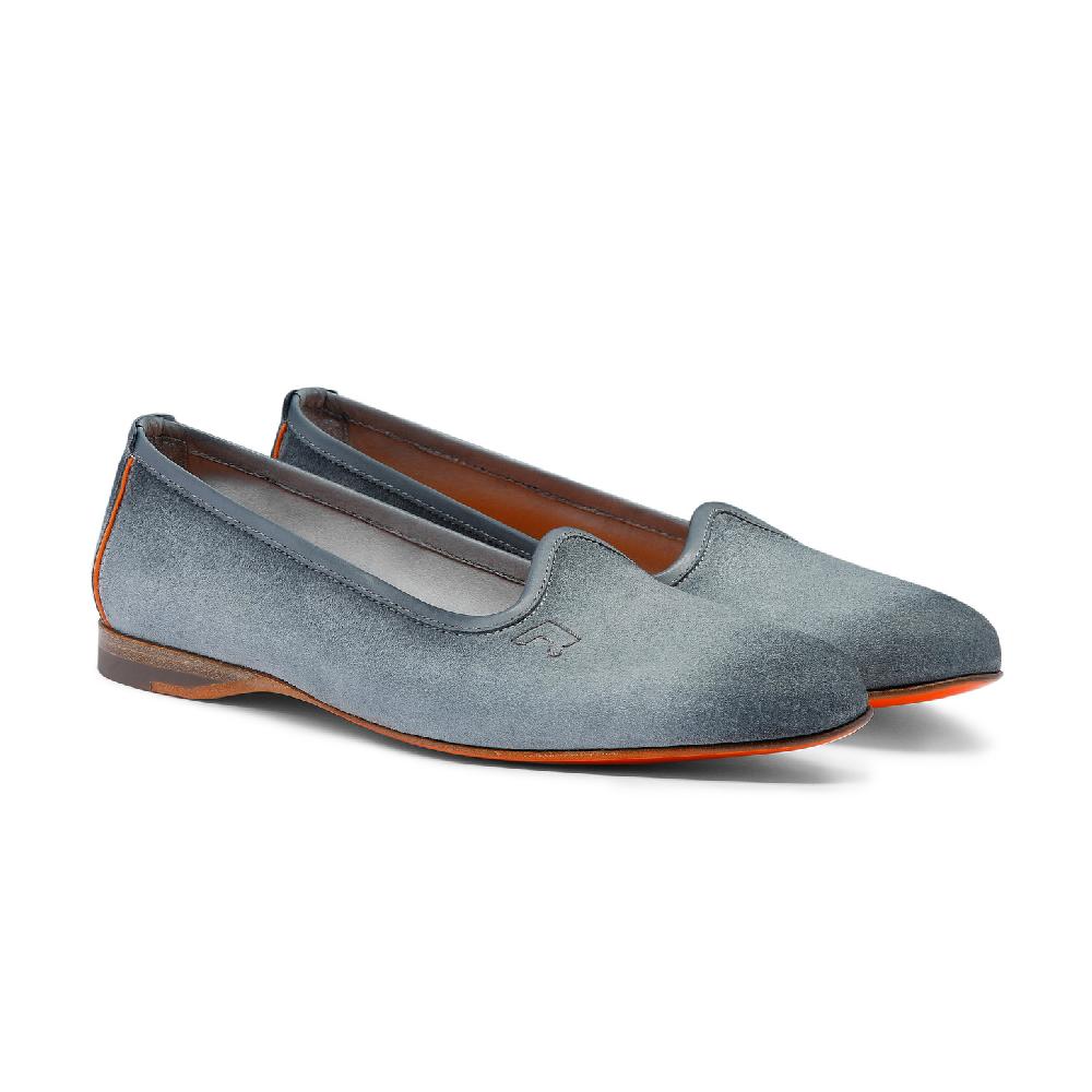 Santoni Mocassino da donna in suede azzurro Pezzi Unici