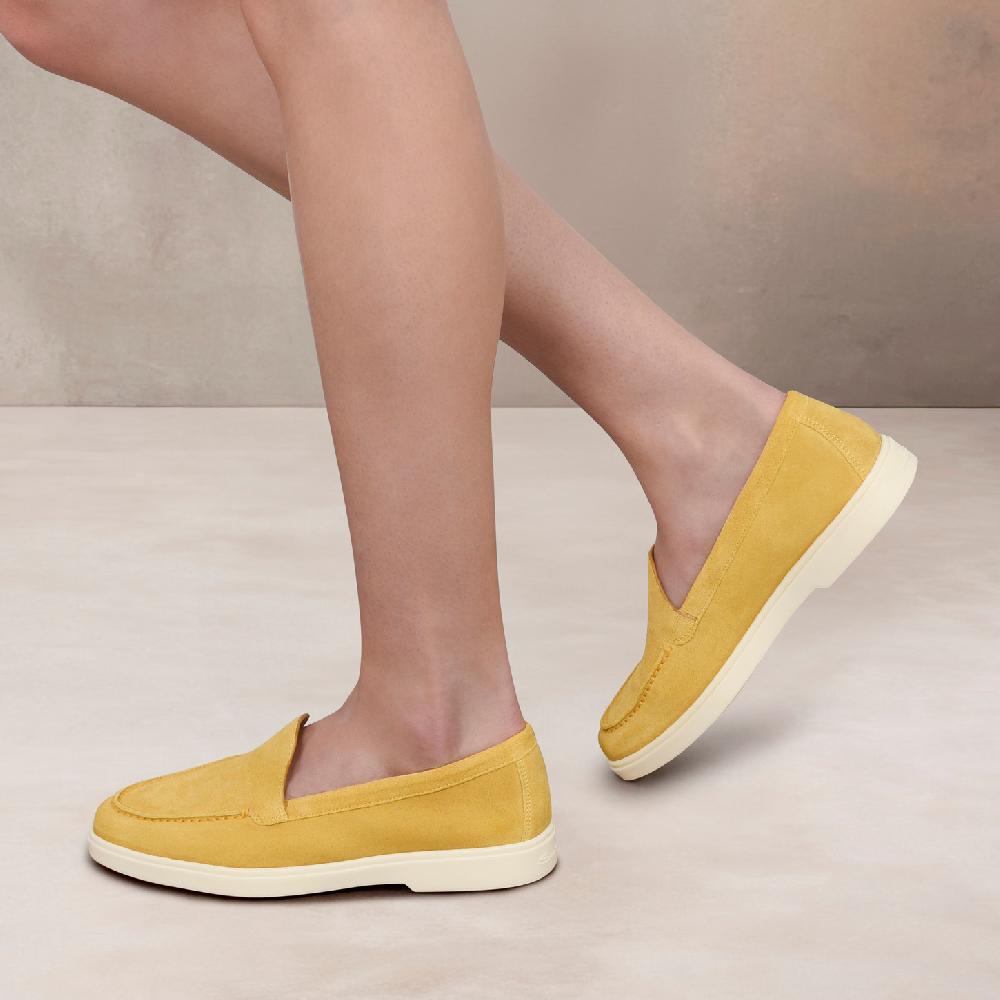 Santoni Mocassino da donna in suede giallo Consegna Veloce