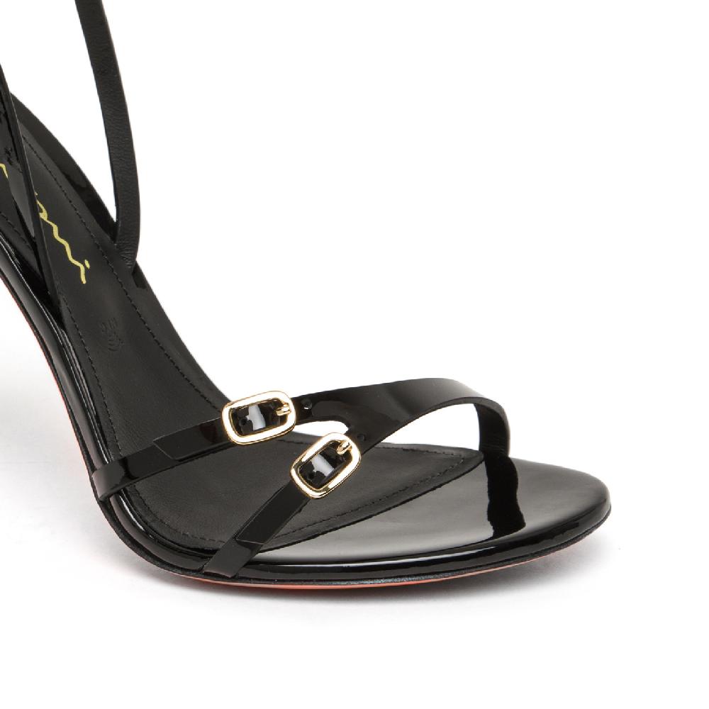 Santoni Sandalo tacco alto da donna in vernice nera Affare Del Giorno