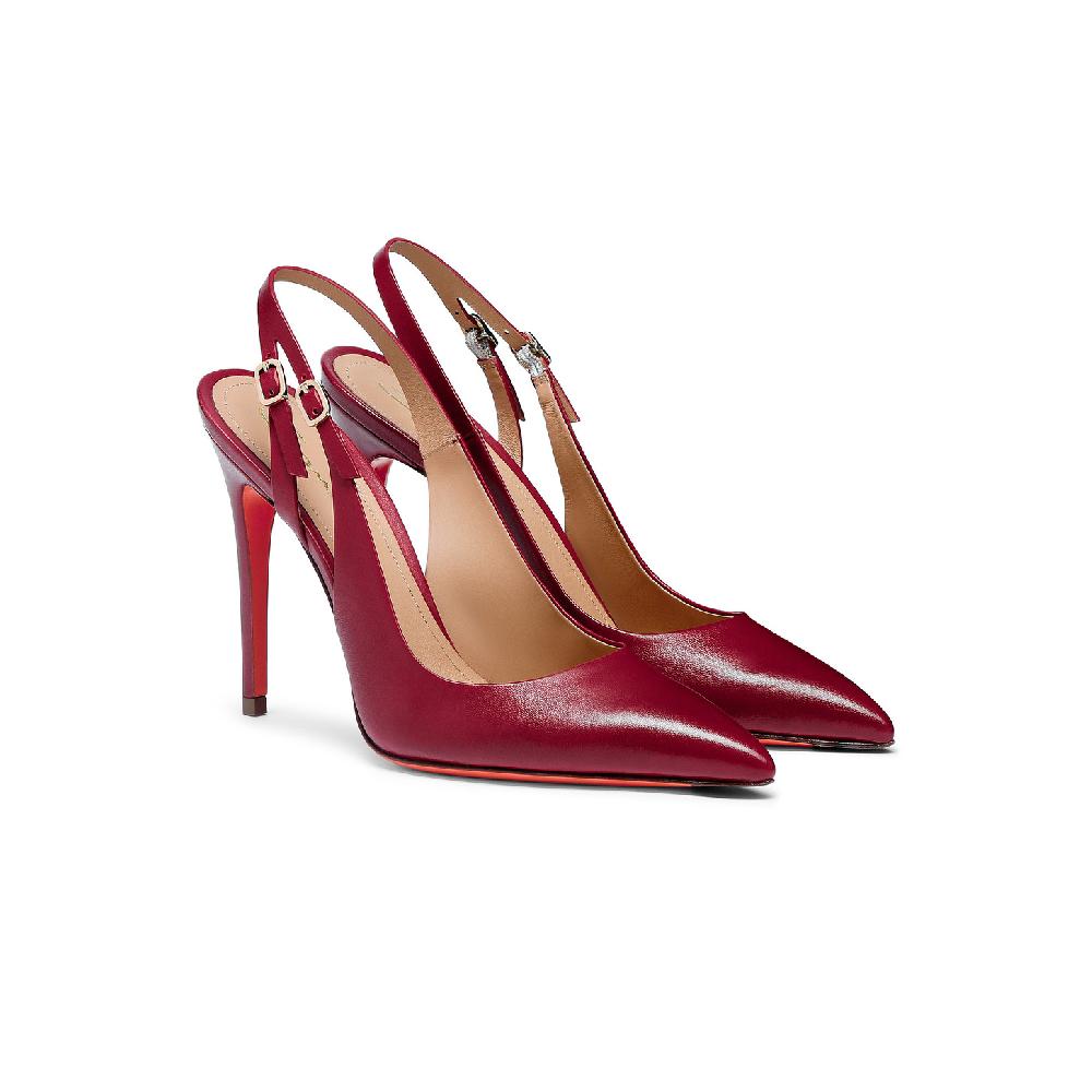 Santoni Slingback tacco alto da donna in pelle rossa Economico
