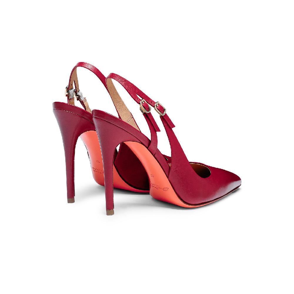 Santoni Slingback tacco alto da donna in pelle rossa Economico