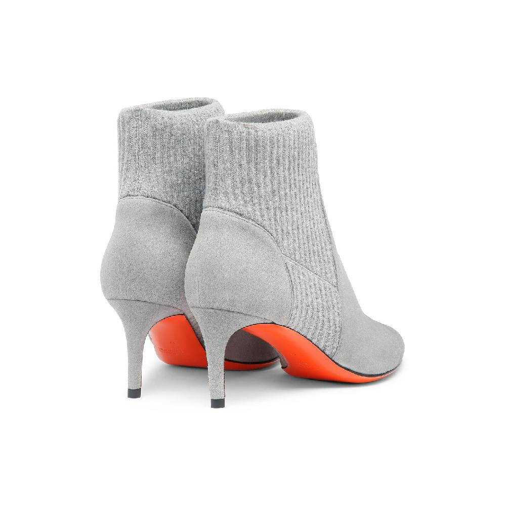 Santoni Stivaletto tacco basso con calzino da donna in suede grigio Online