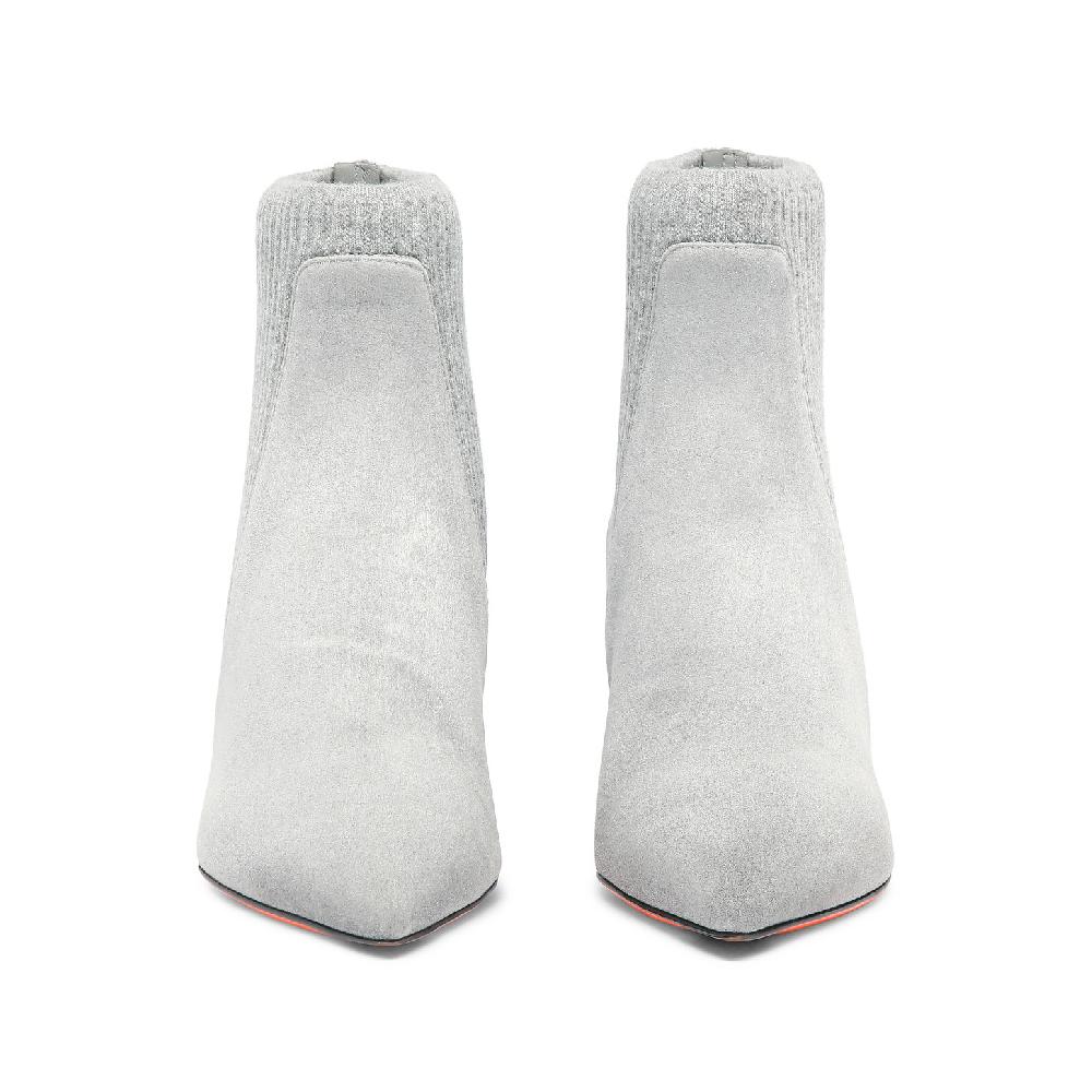 Santoni Stivaletto tacco basso con calzino da donna in suede grigio Online