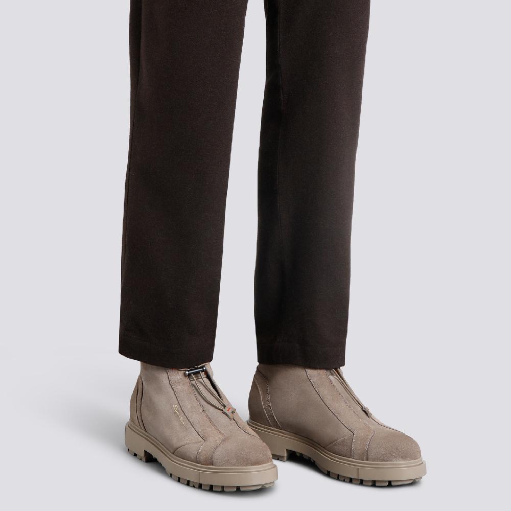 Santoni Scarponcino da montagna da uomo in suede marrone 2025