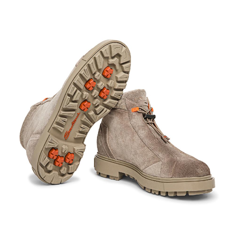 Santoni Scarponcino da montagna da uomo in suede marrone 2025