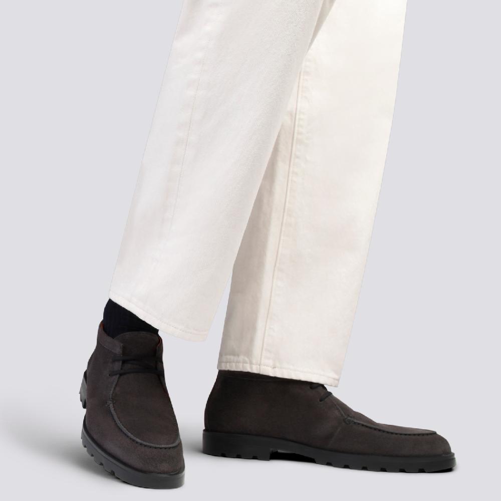 Santoni Stivaletto desert da uomo in suede grigio Qualità