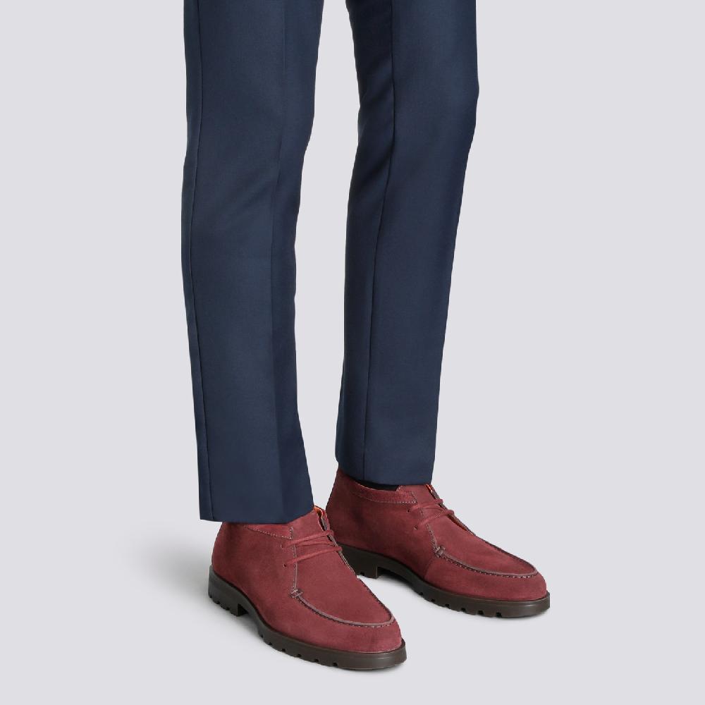 Santoni Stivaletto desert da uomo in suede rosso Vendita