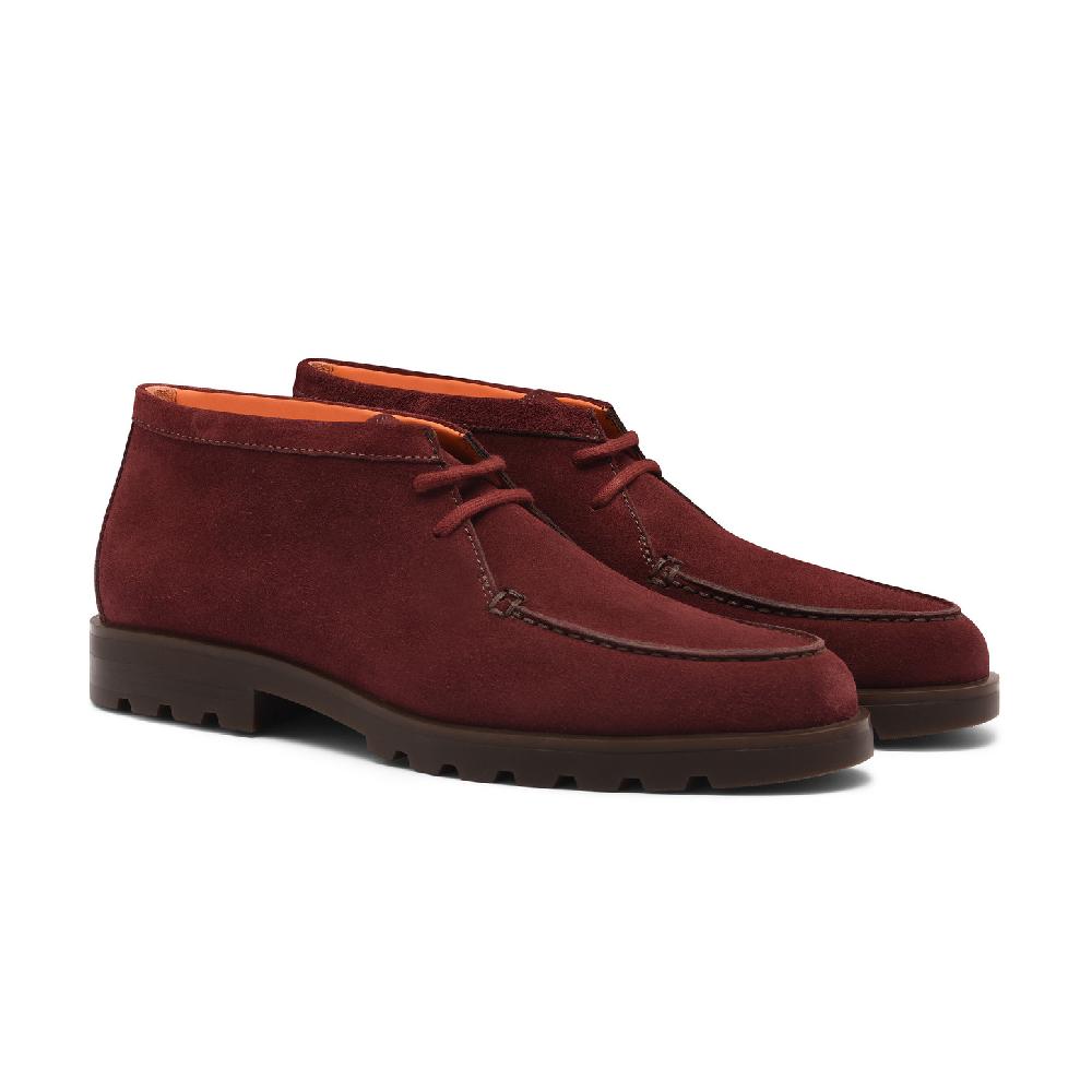 Santoni Stivaletto desert da uomo in suede rosso Vendita