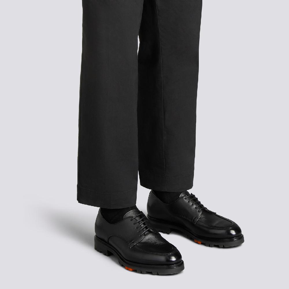Santoni Stringata Derby da uomo in pelle nera Negozi Online
