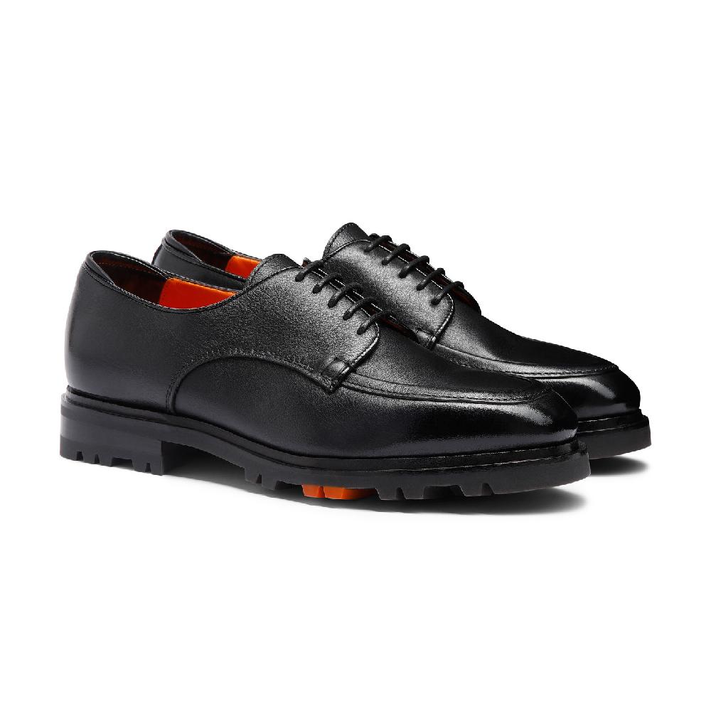Santoni Stringata Derby da uomo in pelle nera Negozi Online