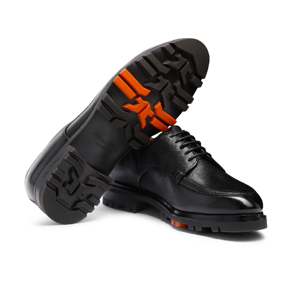 Santoni Stringata Derby da uomo in pelle nera Negozi Online