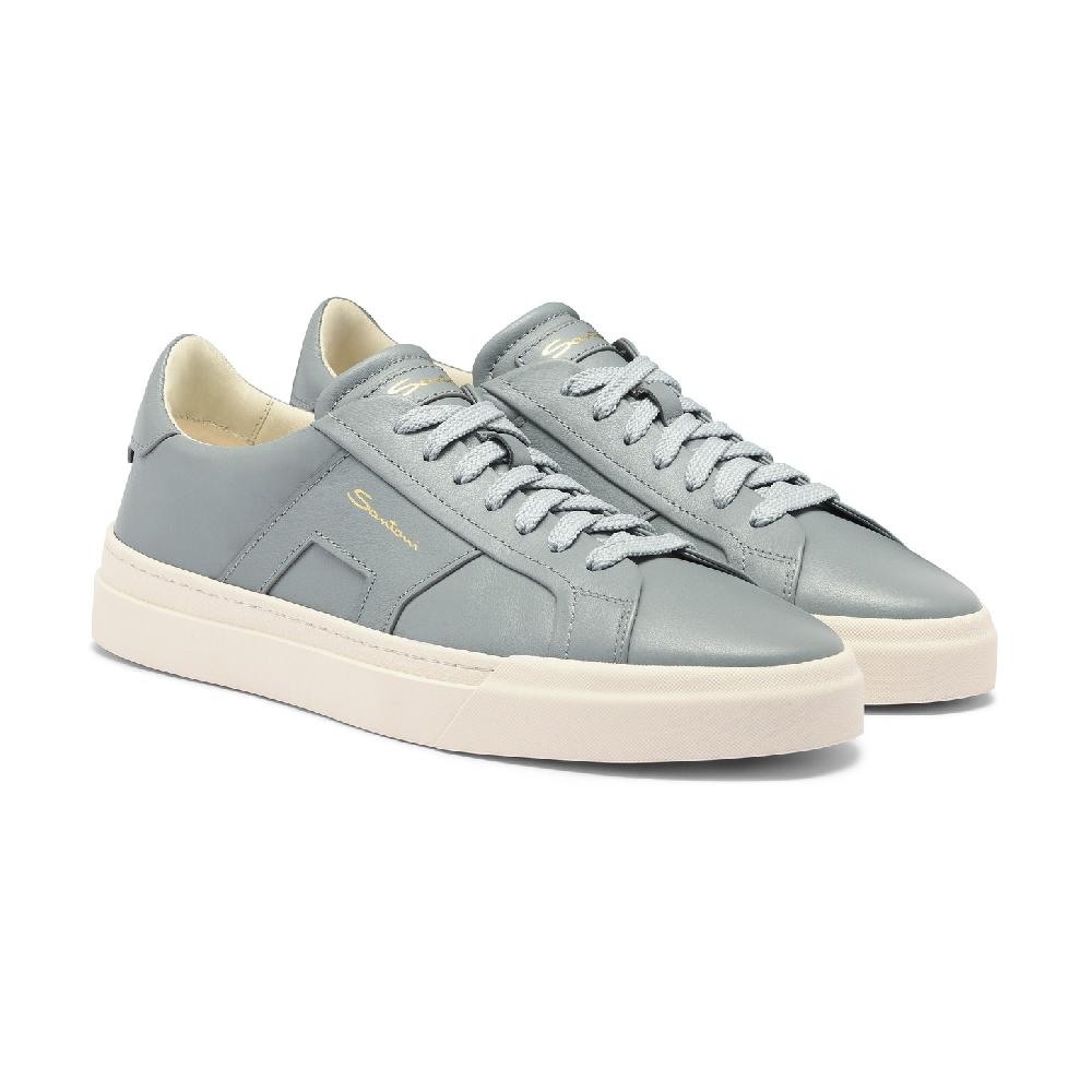 Santoni Double Buckle Sneaker da uomo in pelle azzurra Consegna Veloce