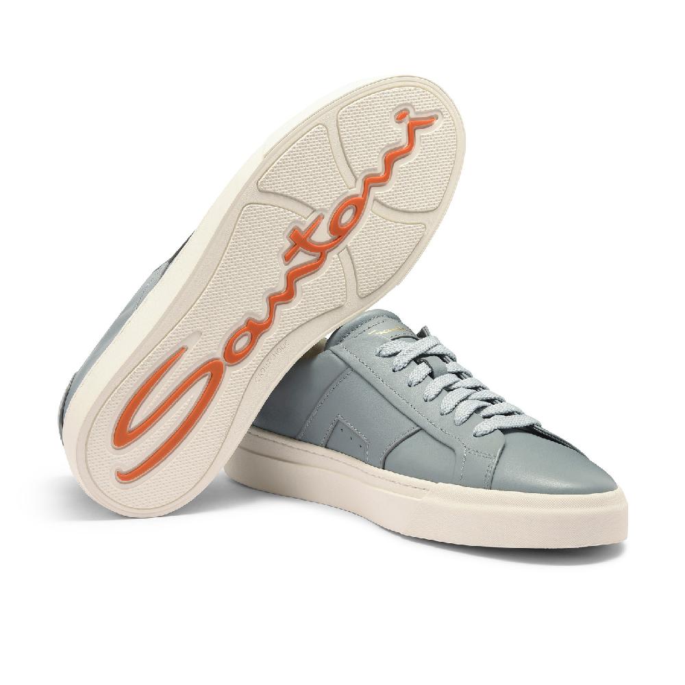 Santoni Double Buckle Sneaker da uomo in pelle azzurra Consegna Veloce