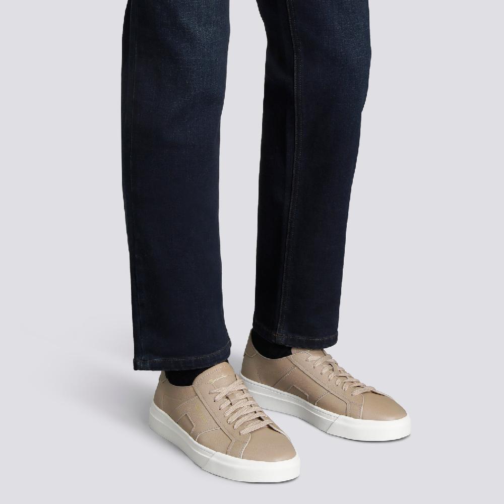 Santoni Double Buckle Sneaker da uomo in pelle bottalata beige Promozione Limitata