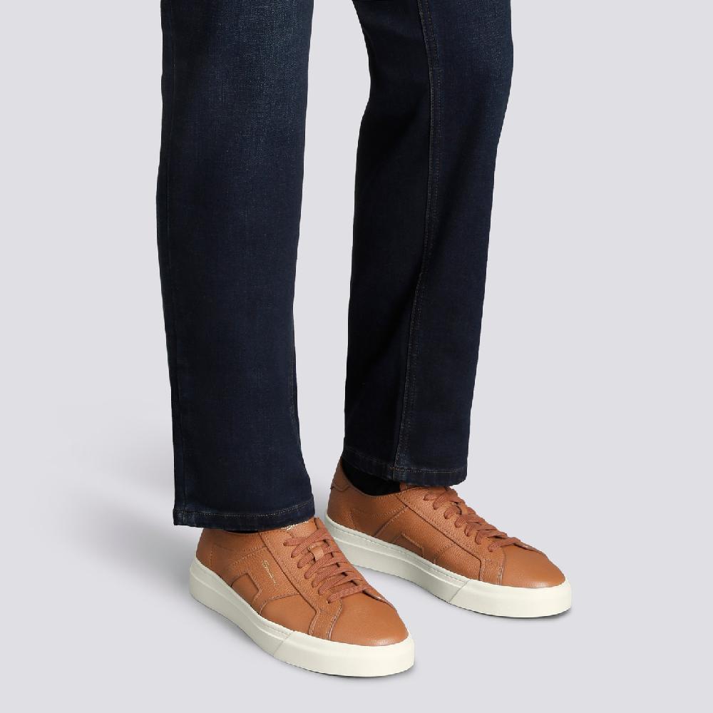 Santoni Double Buckle Sneaker da uomo in pelle bottalata arancione Fino Al -60%