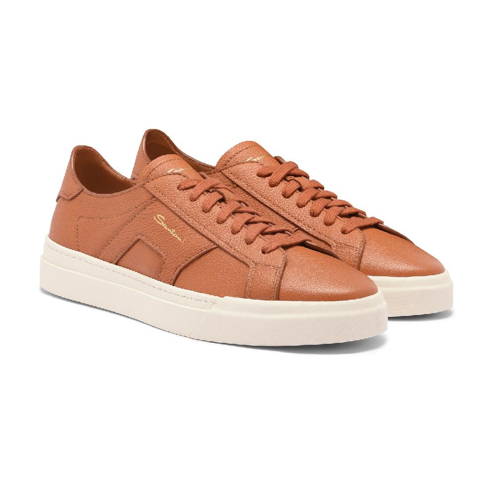Santoni Double Buckle Sneaker da uomo in pelle bottalata arancione Fino Al -60%