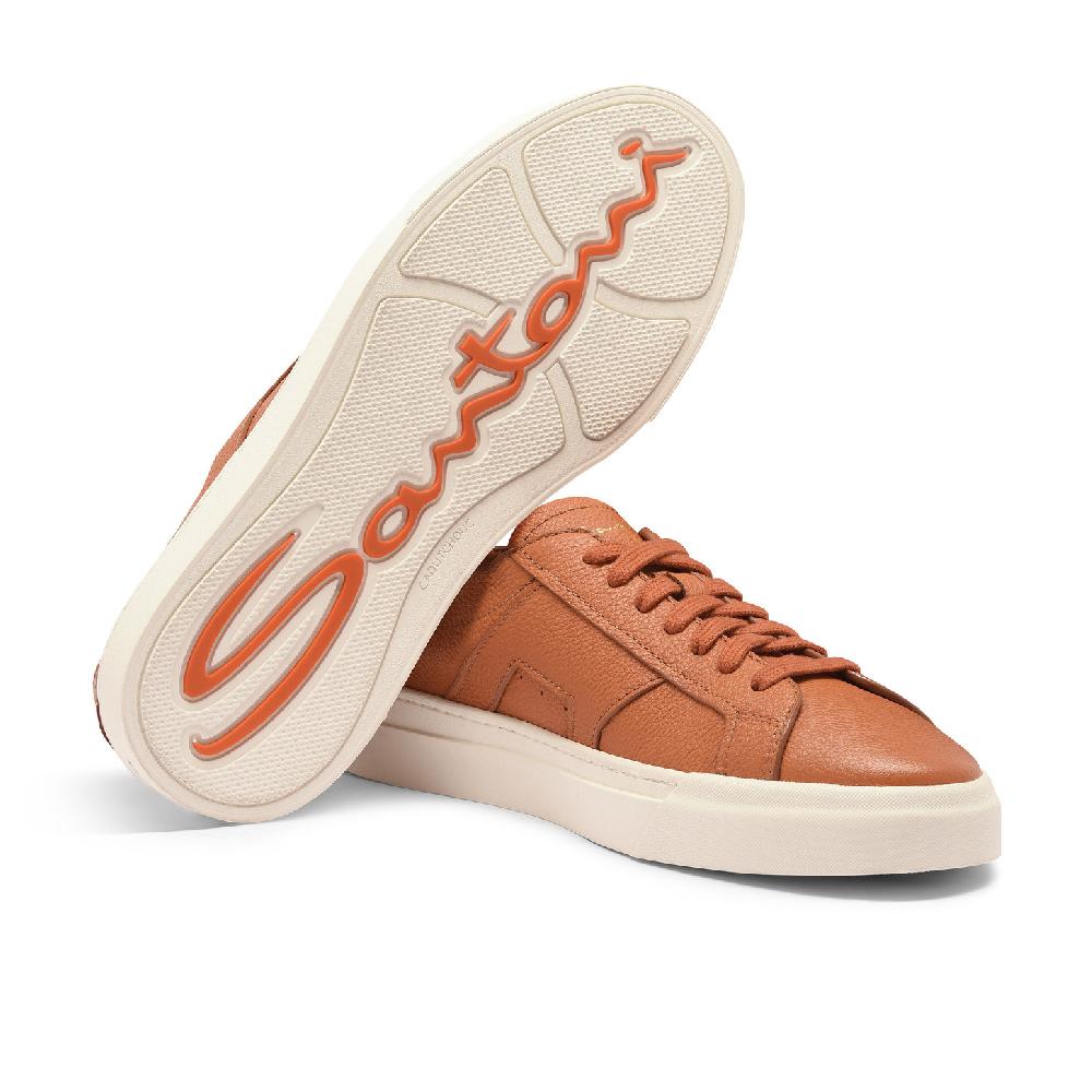 Santoni Double Buckle Sneaker da uomo in pelle bottalata arancione Fino Al -60%