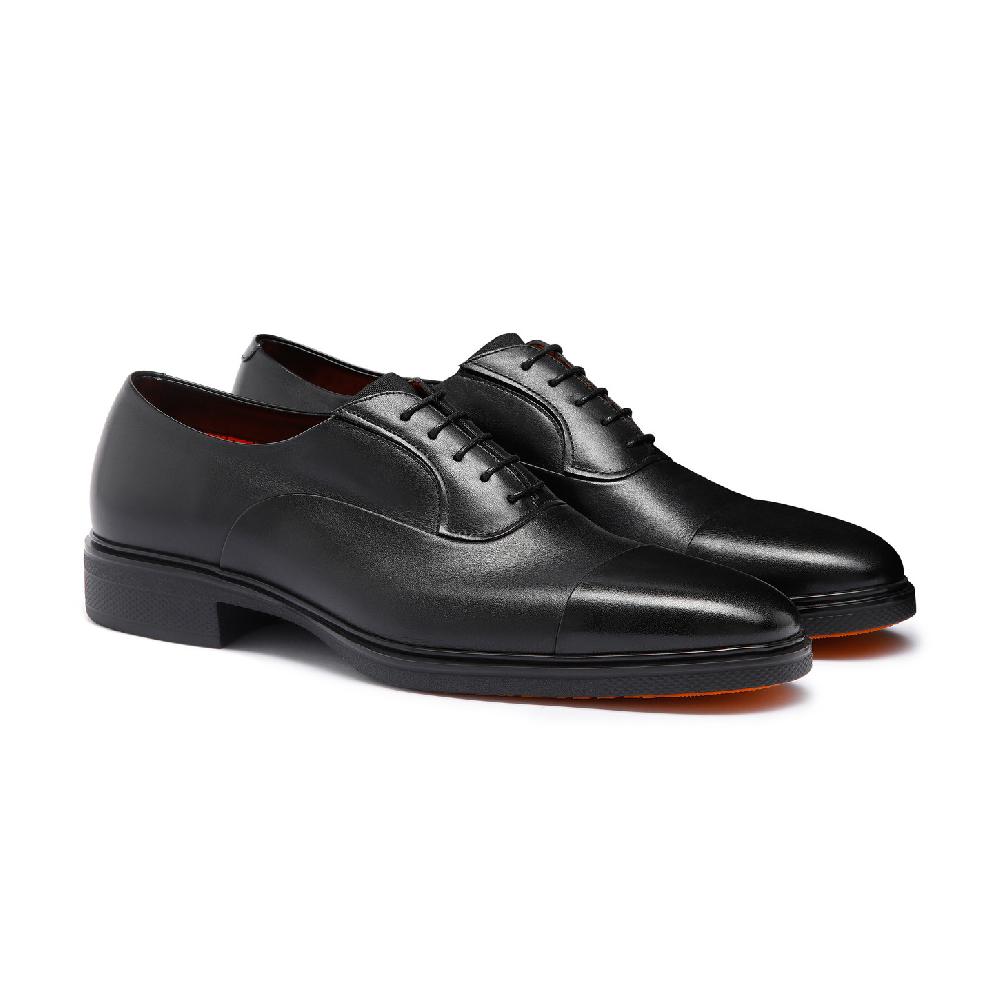 Santoni Stringata Easy da uomo in pelle nera Affare Del Giorno