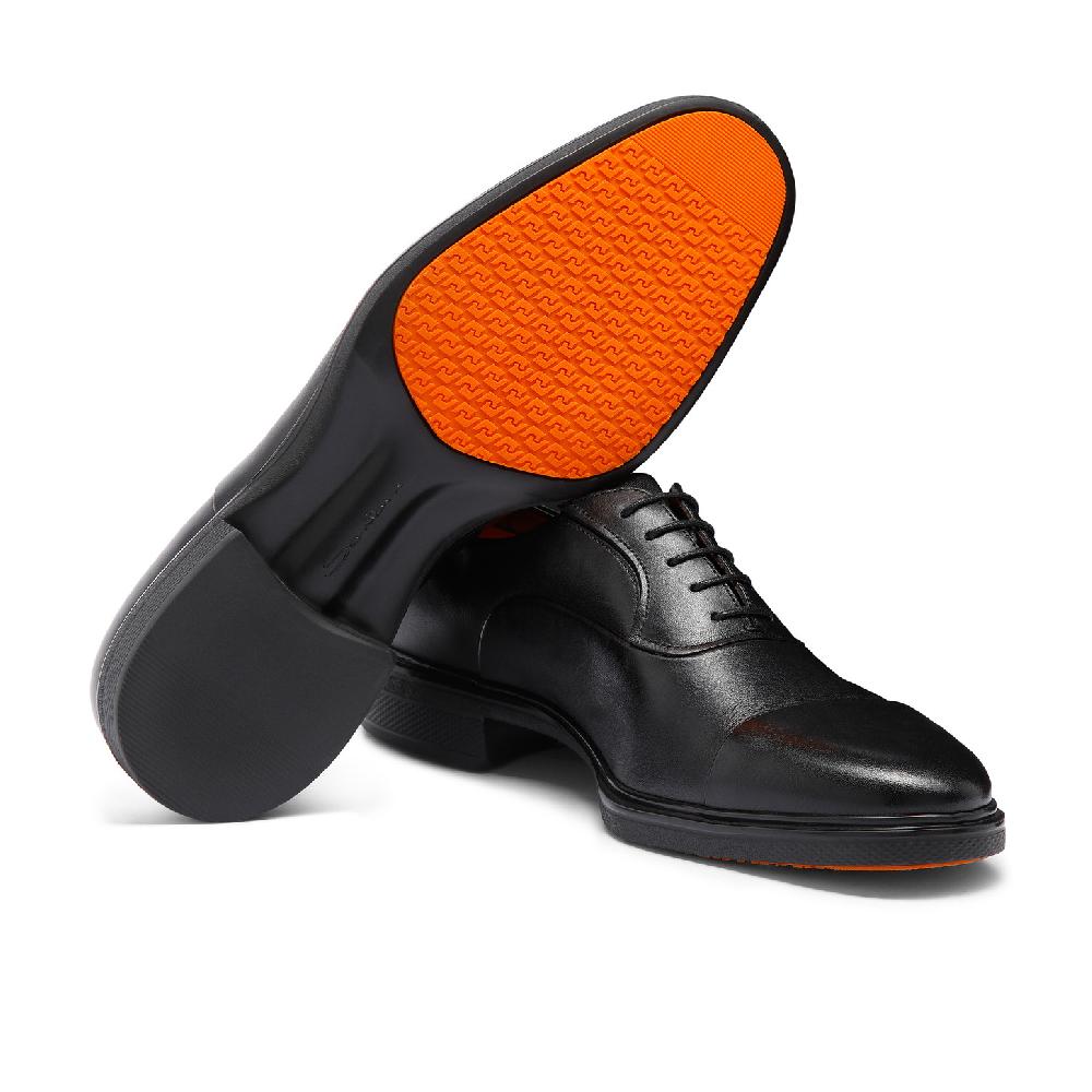 Santoni Stringata Easy da uomo in pelle nera Affare Del Giorno