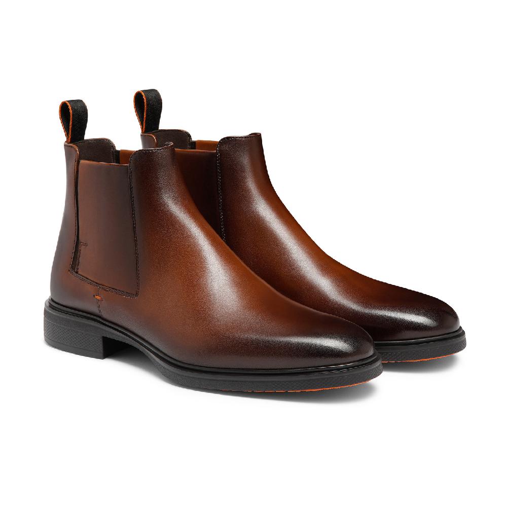 Santoni Stivaletto Easy da uomo in pelle testa di moro Sottocosto