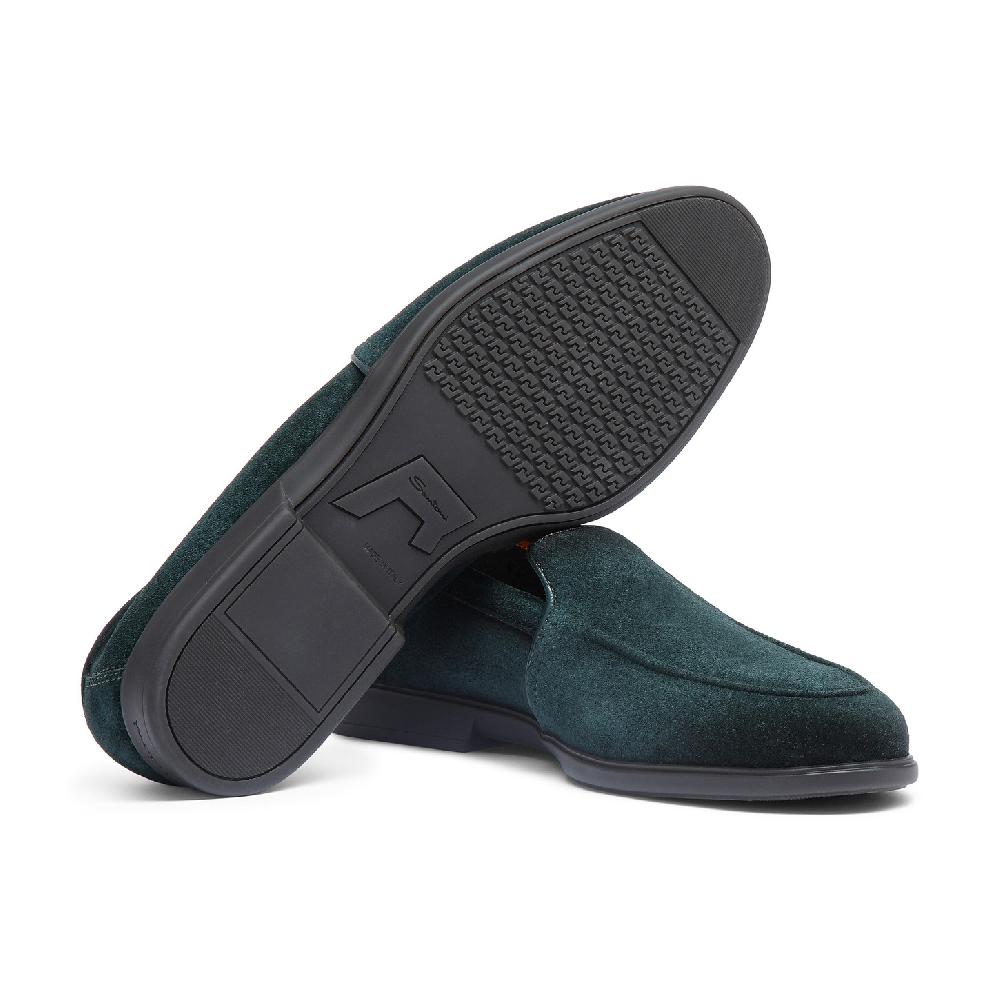 Santoni Mocassino da uomo in suede verde scuro Convenienza