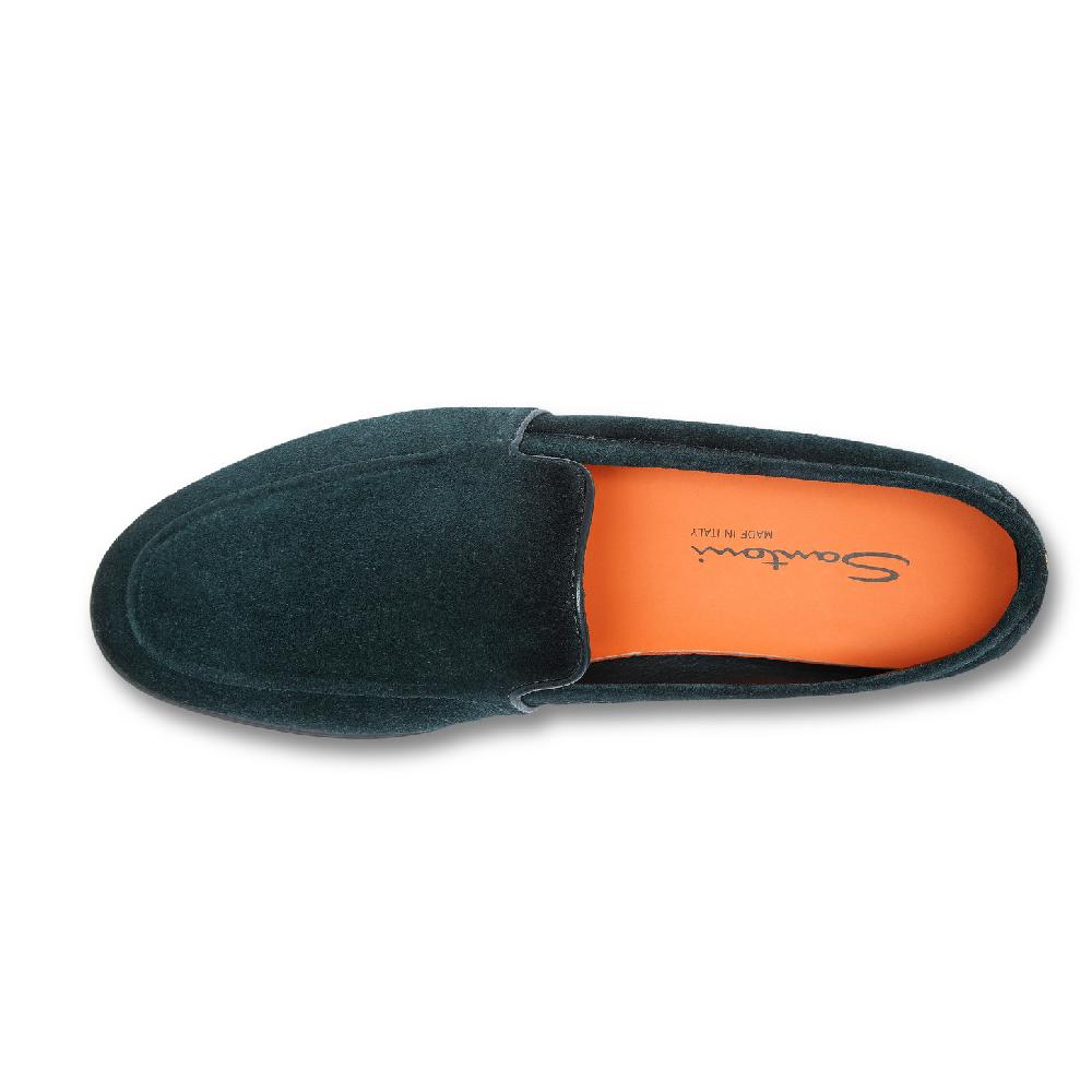 Santoni Mocassino da uomo in suede verde scuro Convenienza