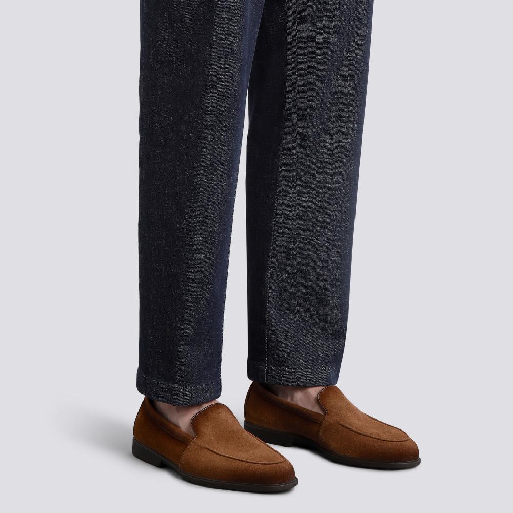 Santoni Mocassino da uomo in suede marrone chiaro Presa