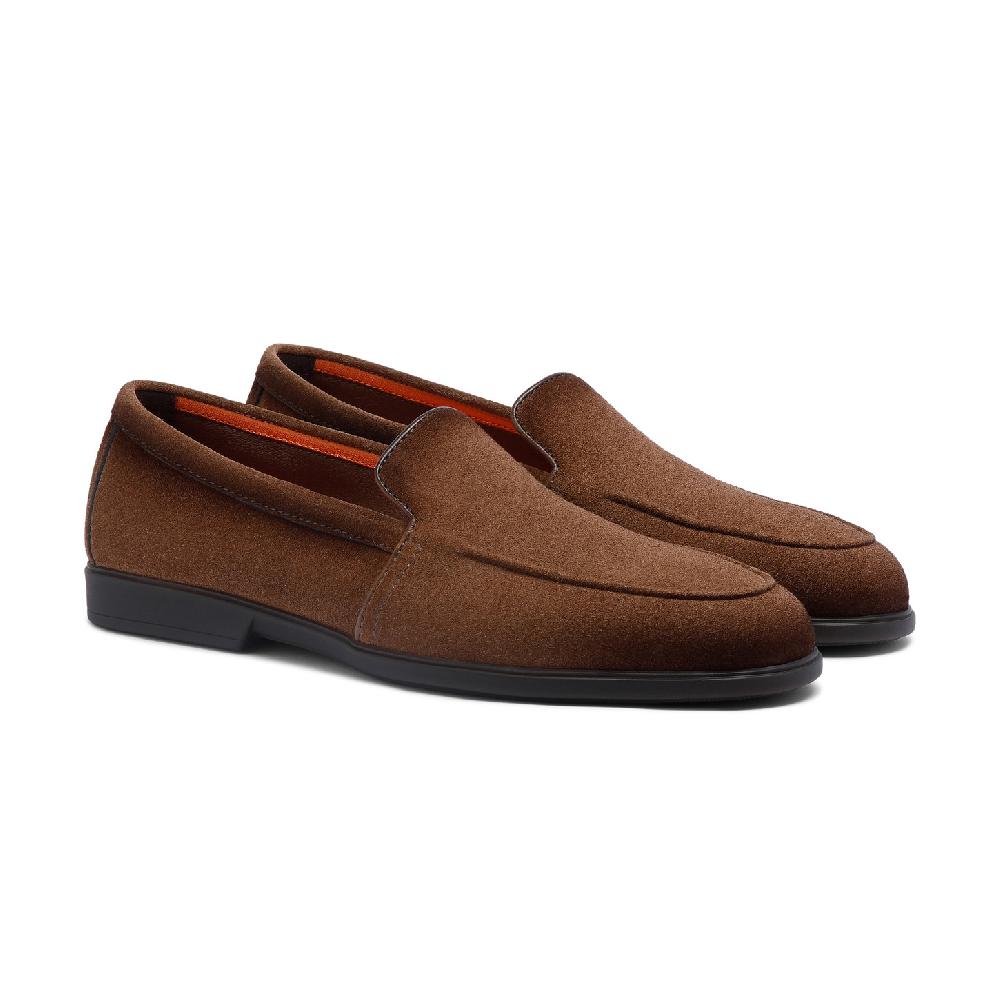 Santoni Mocassino da uomo in suede marrone chiaro Presa