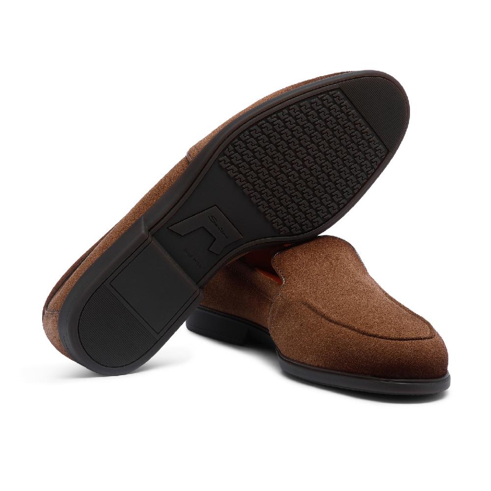 Santoni Mocassino da uomo in suede marrone chiaro Presa