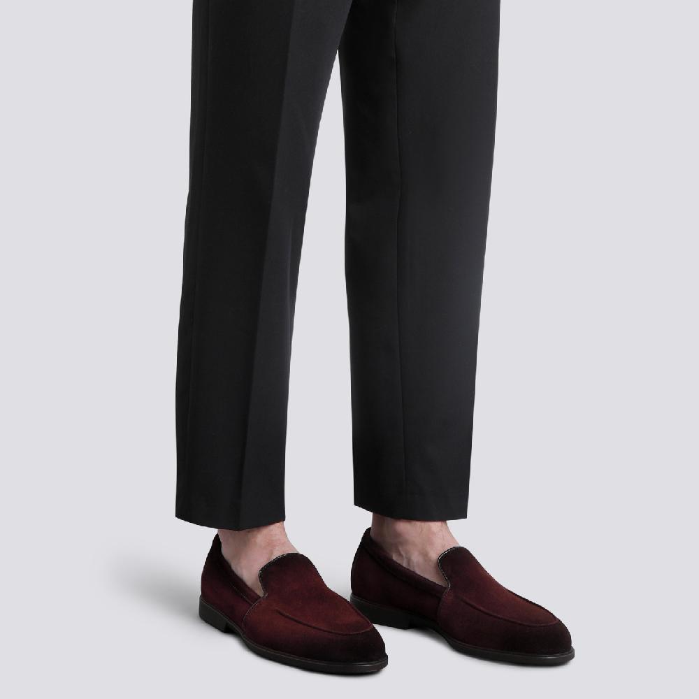 Santoni Mocassino da uomo in suede bordeaux Sconto