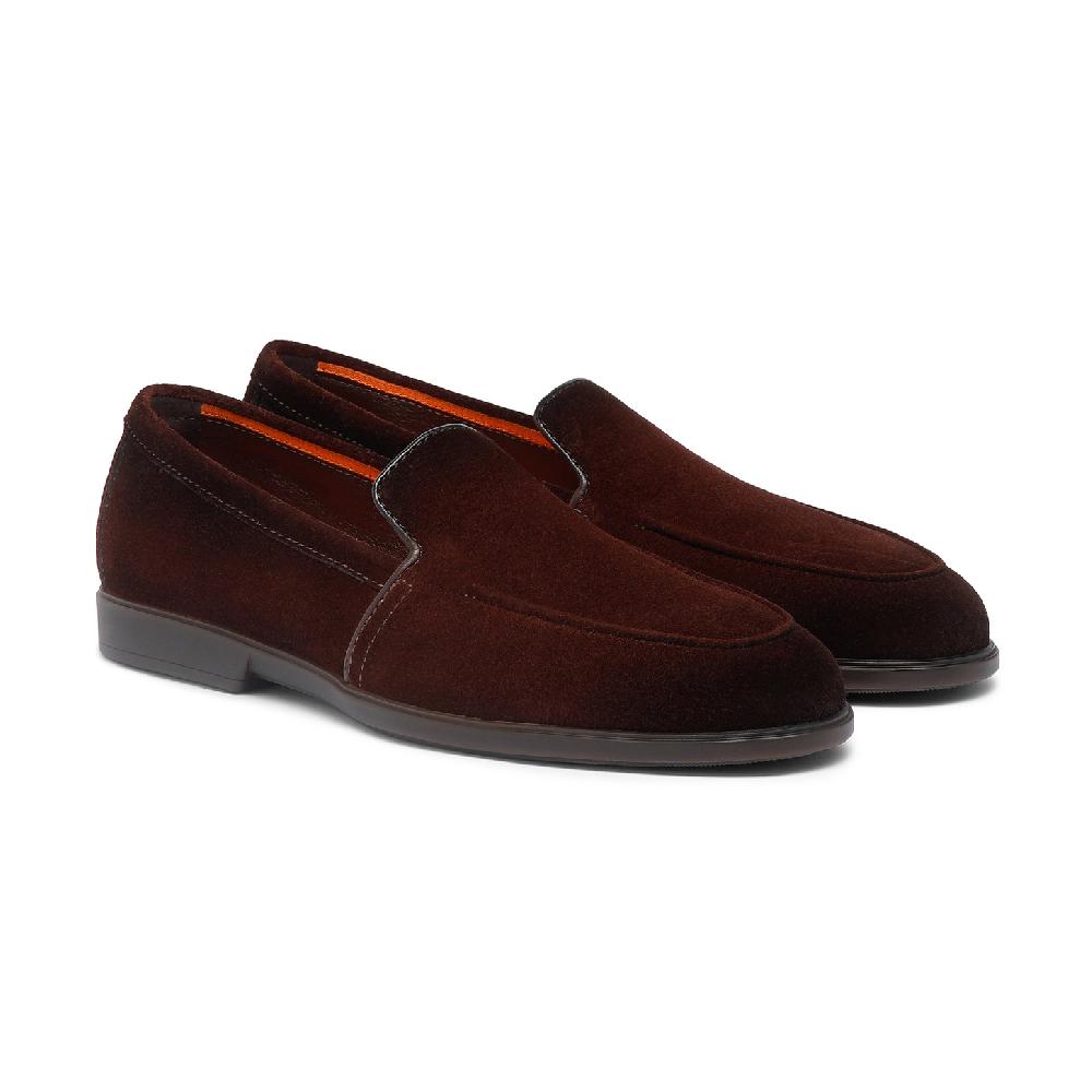 Santoni Mocassino da uomo in suede bordeaux Sconto