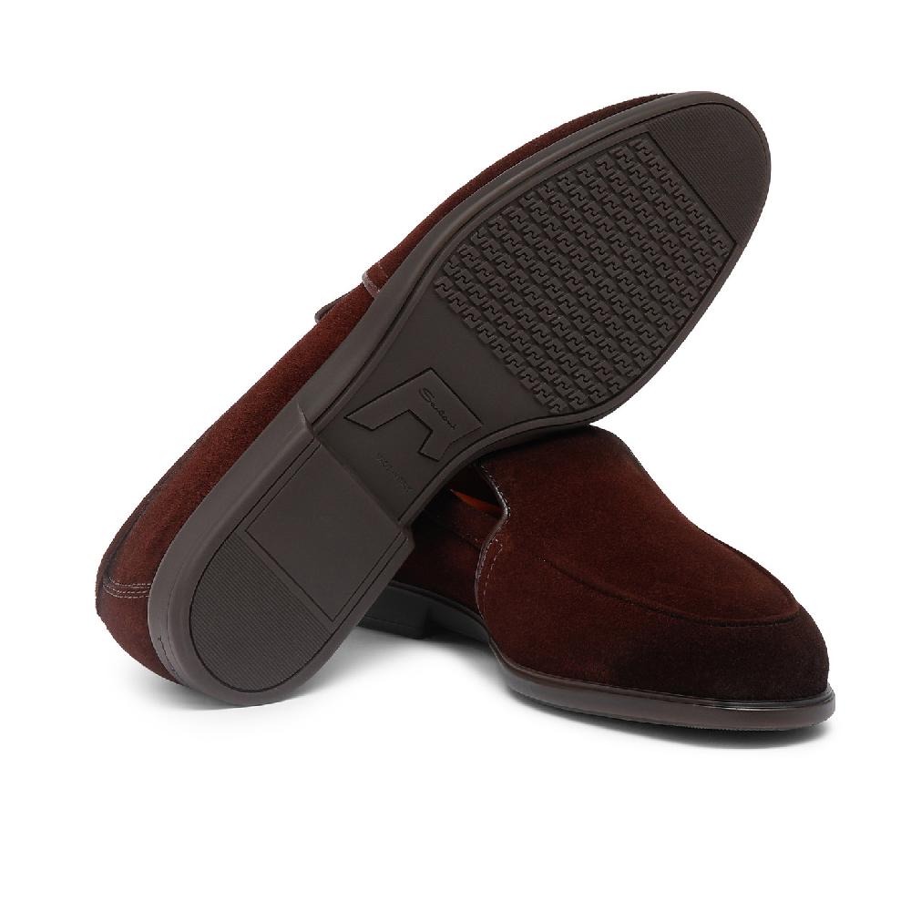 Santoni Mocassino da uomo in suede bordeaux Sconto