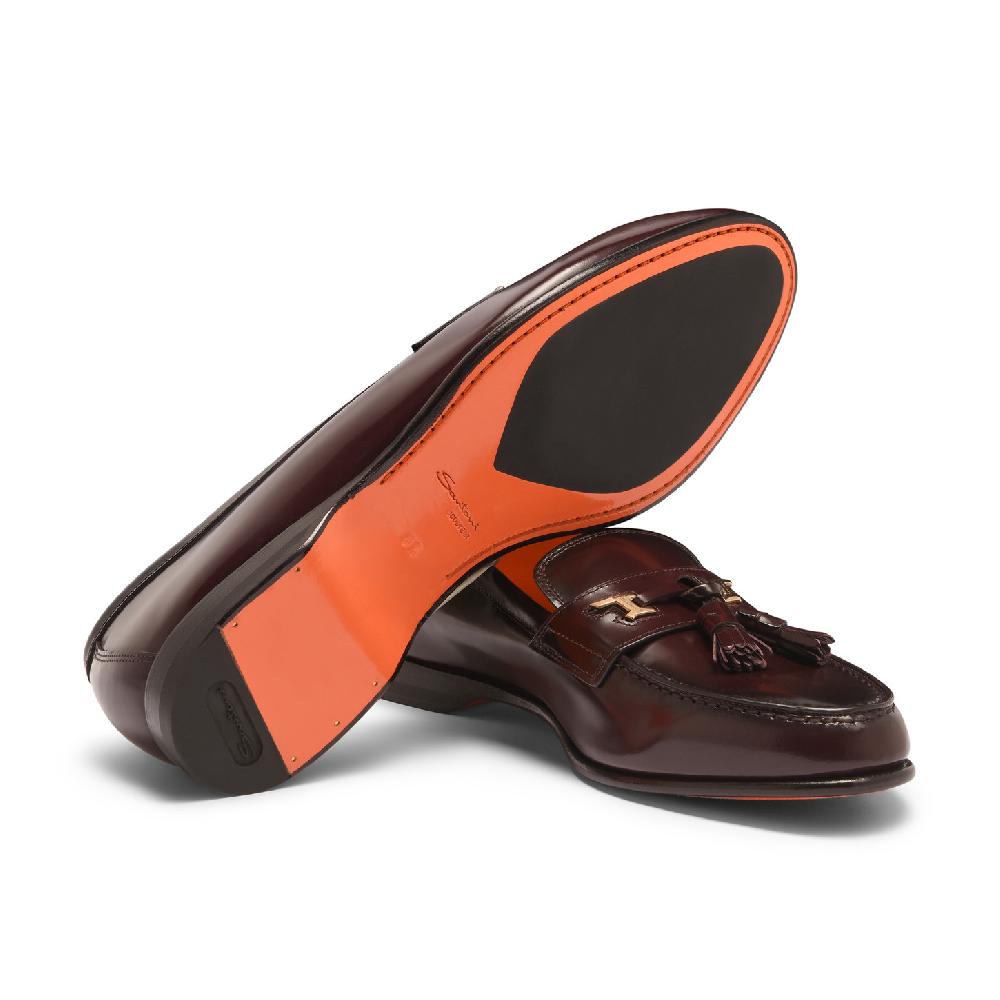 Santoni Mocassino Andrea con nappe da uomo in pelle bordeaux Economico